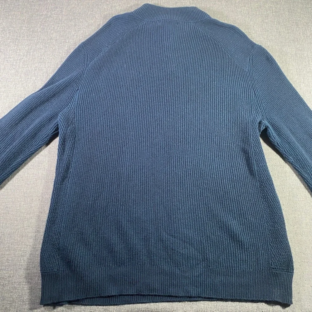 Banana Republic Mens XL Blue Half Zip Mock Neck Pullover Waffle Knit‎ Sweater